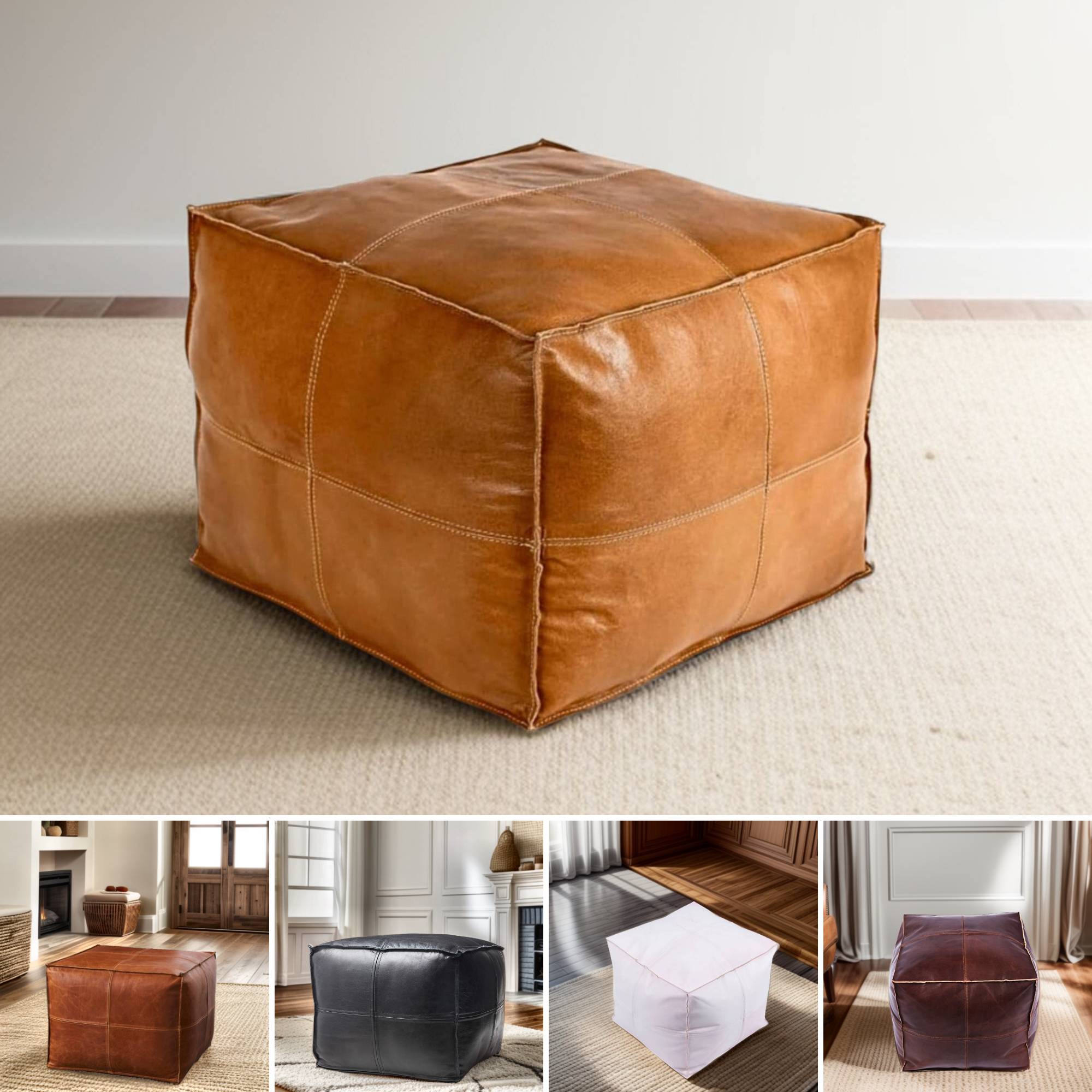 40 % OFF DarksBrown Pouf, Square leather Pouf, Moroccan pouf, footstool deals , ottoman pouf, leather pouf