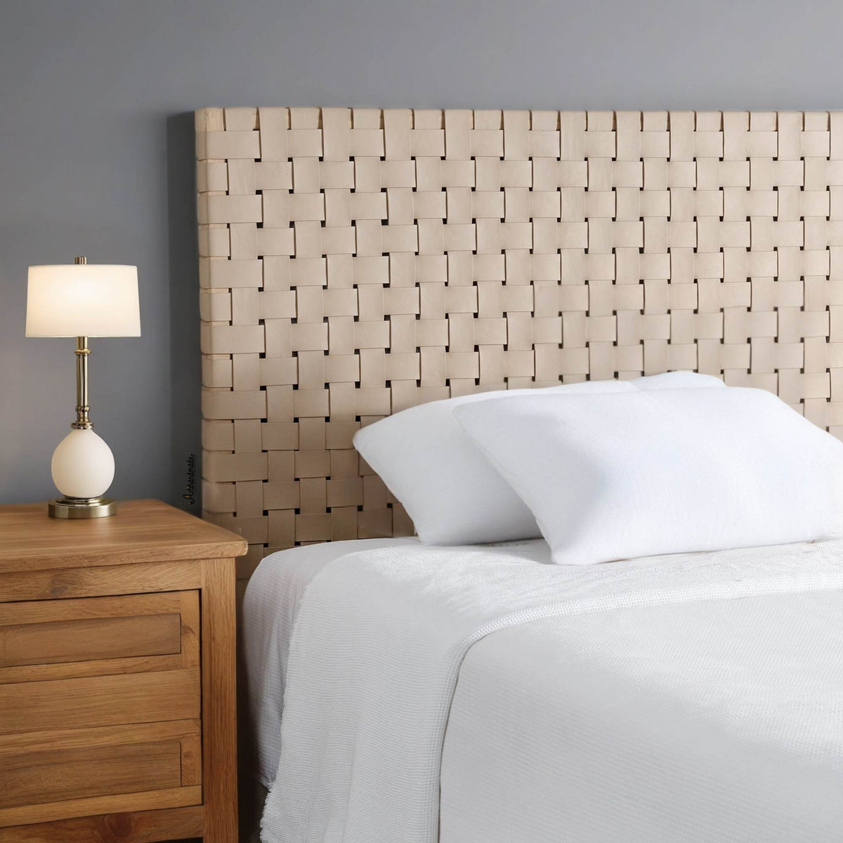 Handcrafted leather headboard made to measure by Artihandmade
