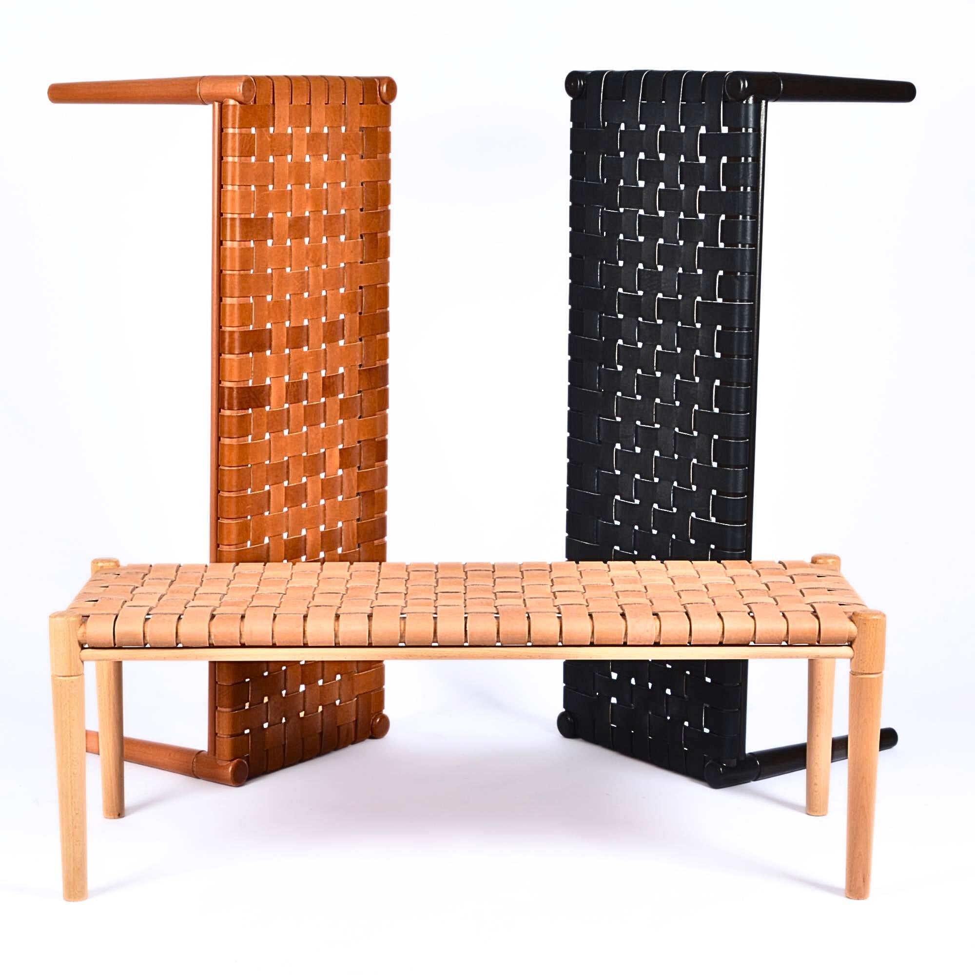 Woven Leather Bench