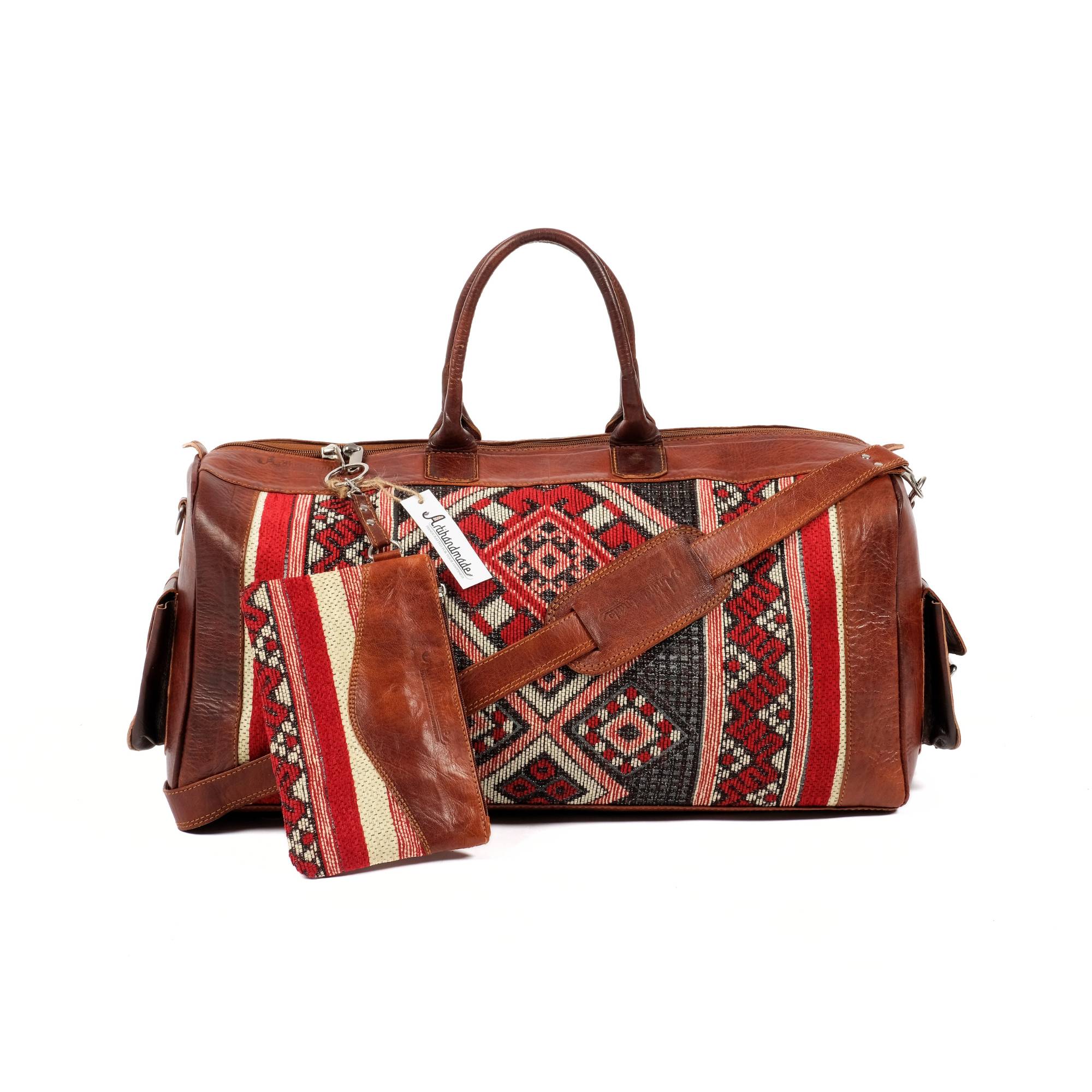 leather kilim travel bag