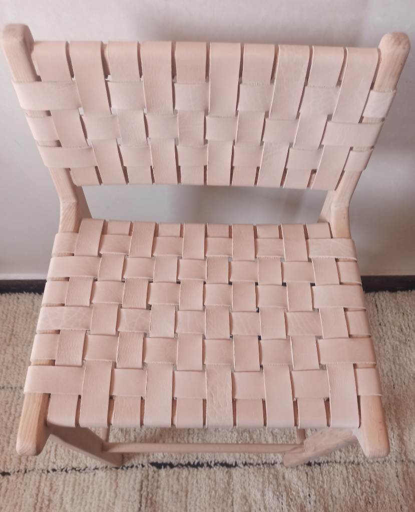Leather Counter Stool - Natural Teak Wood With Natural Leather