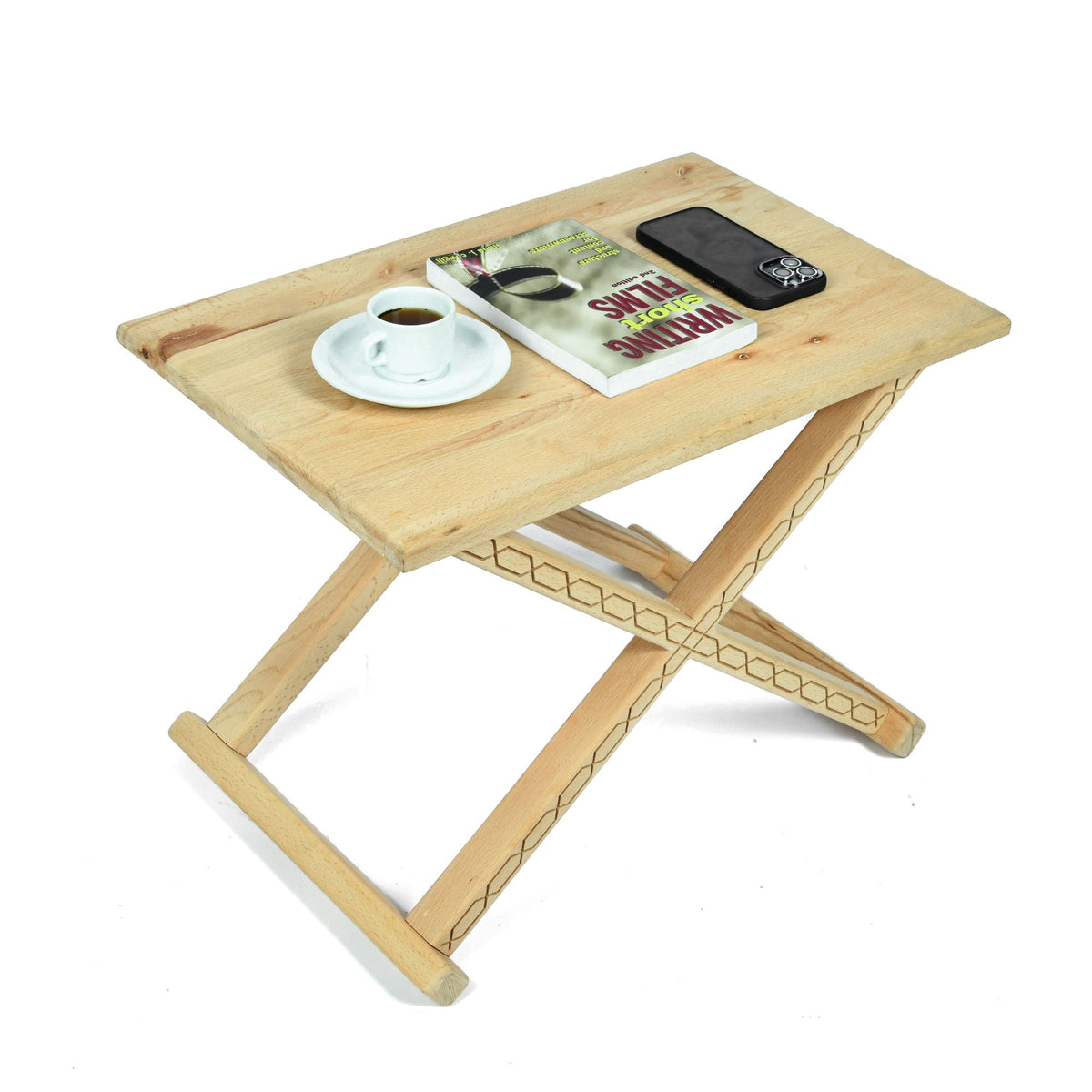 Handcrafted Natural Wood and Leather Multipurpose X Stool & Coffee Table, the Versatile 2-in-1 Solution