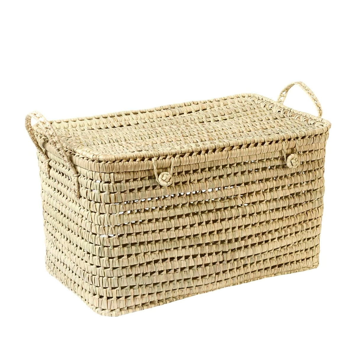 Palm Leaf Storage Trunk Lidded Toy Box - Large Wicker Storage 31 Inches