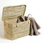 Palm Leaf Storage Trunk Lidded Toy Box - Large Wicker Storage 31 Inches