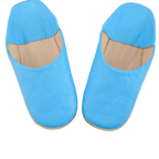Moroccan Leather Slipper Blue Sky Color - marrakechcraft