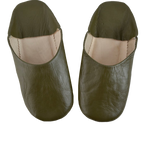 Moroccan Leather Slipper Dark Green Color - marrakechcraft