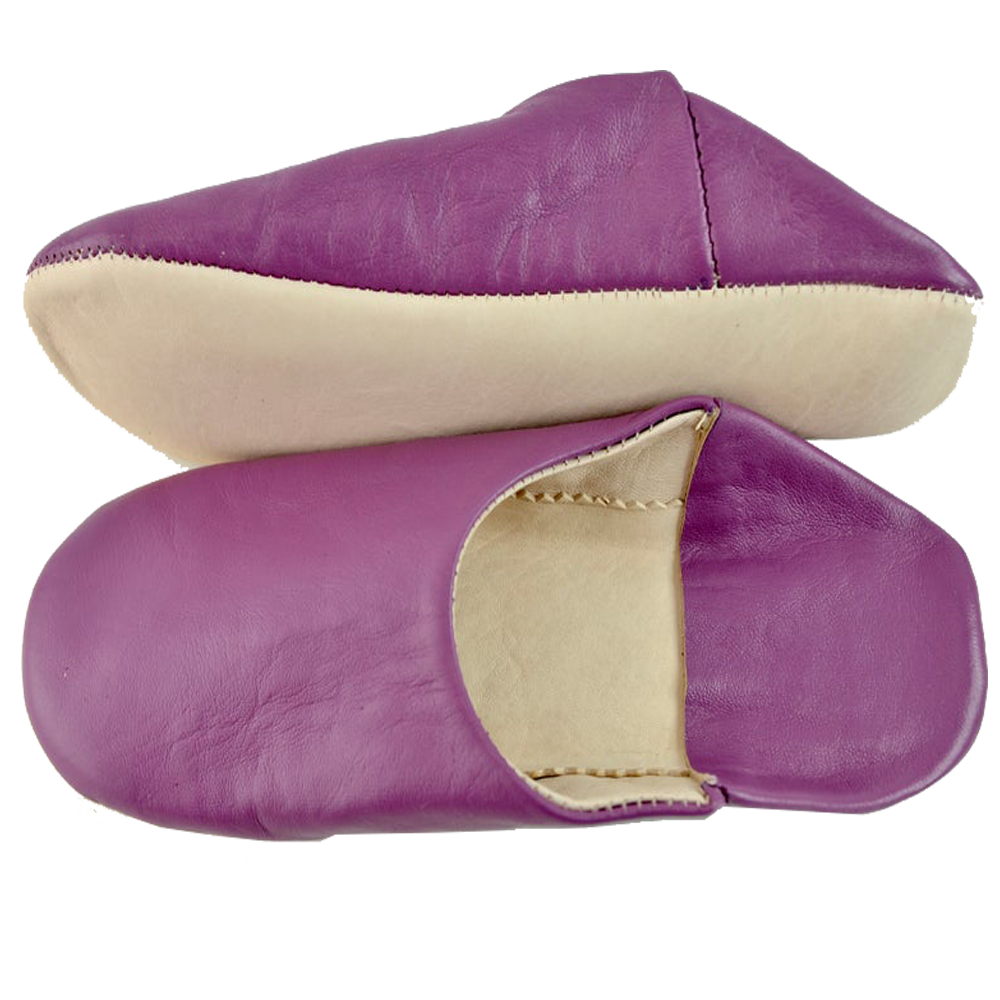 Moroccan Leather Slipper Purple Color - marrakechcraft