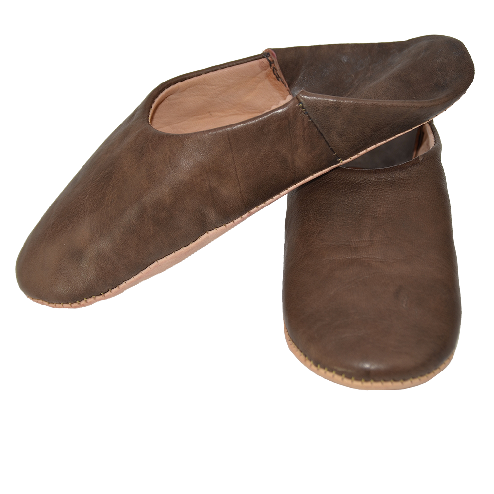 Moroccan Leather Slipper Brown Color - marrakechcraft