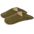 Moroccan Leather Slipper Dark Green Color - marrakechcraft