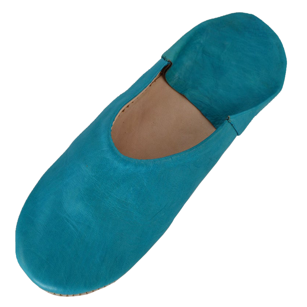 Moroccan Leather Slipper Turquoise Color - marrakechcraft