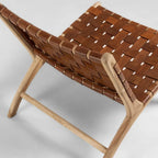 Woven Leather Lounge Chair - Brown