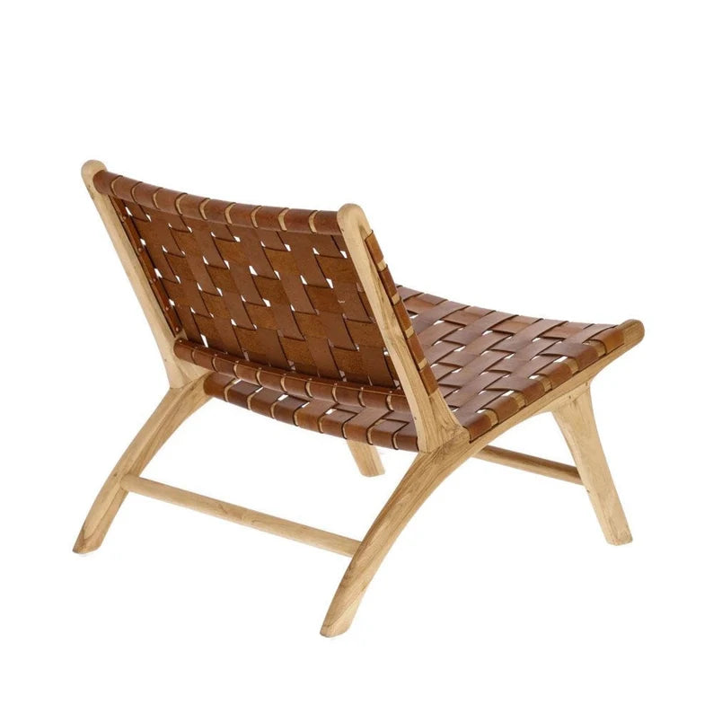 Woven Leather Lounge Chair - Brown