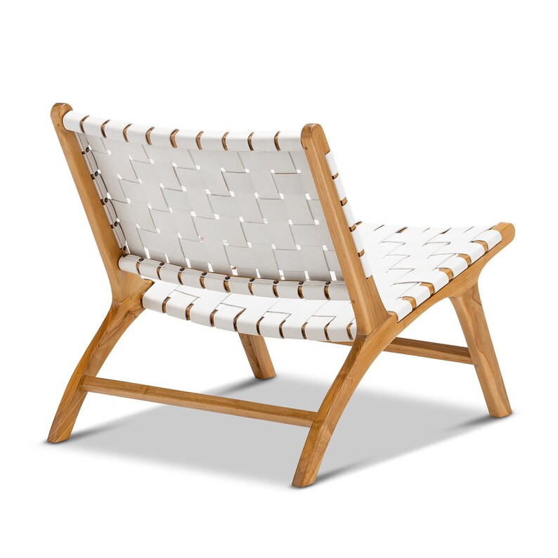Woven Leather Lounge Chair - White