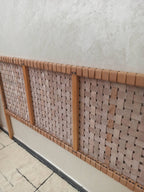 Leather headboard and bench combo, custom sizes, wall-mounted or freestanding design.