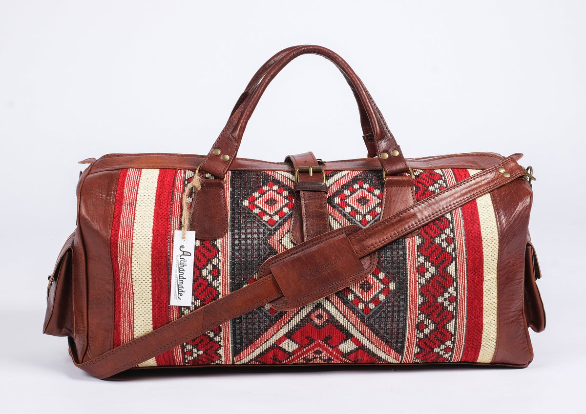 Premium Set of 4 Leather Kilim Bags - Unique and Stylish
