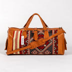 Premium Set of 3 Leather Kilim Travel Bags - Unique and Stylish