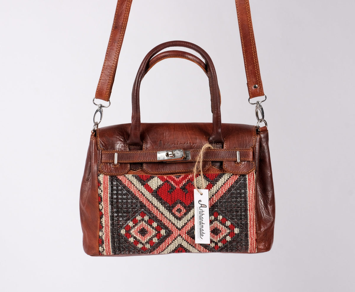 Women's Leather Tote Bag - Bohemian Style