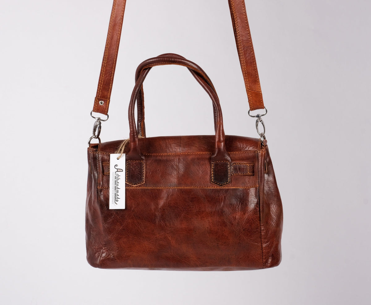 Women's Leather Tote Bag - Bohemian Style