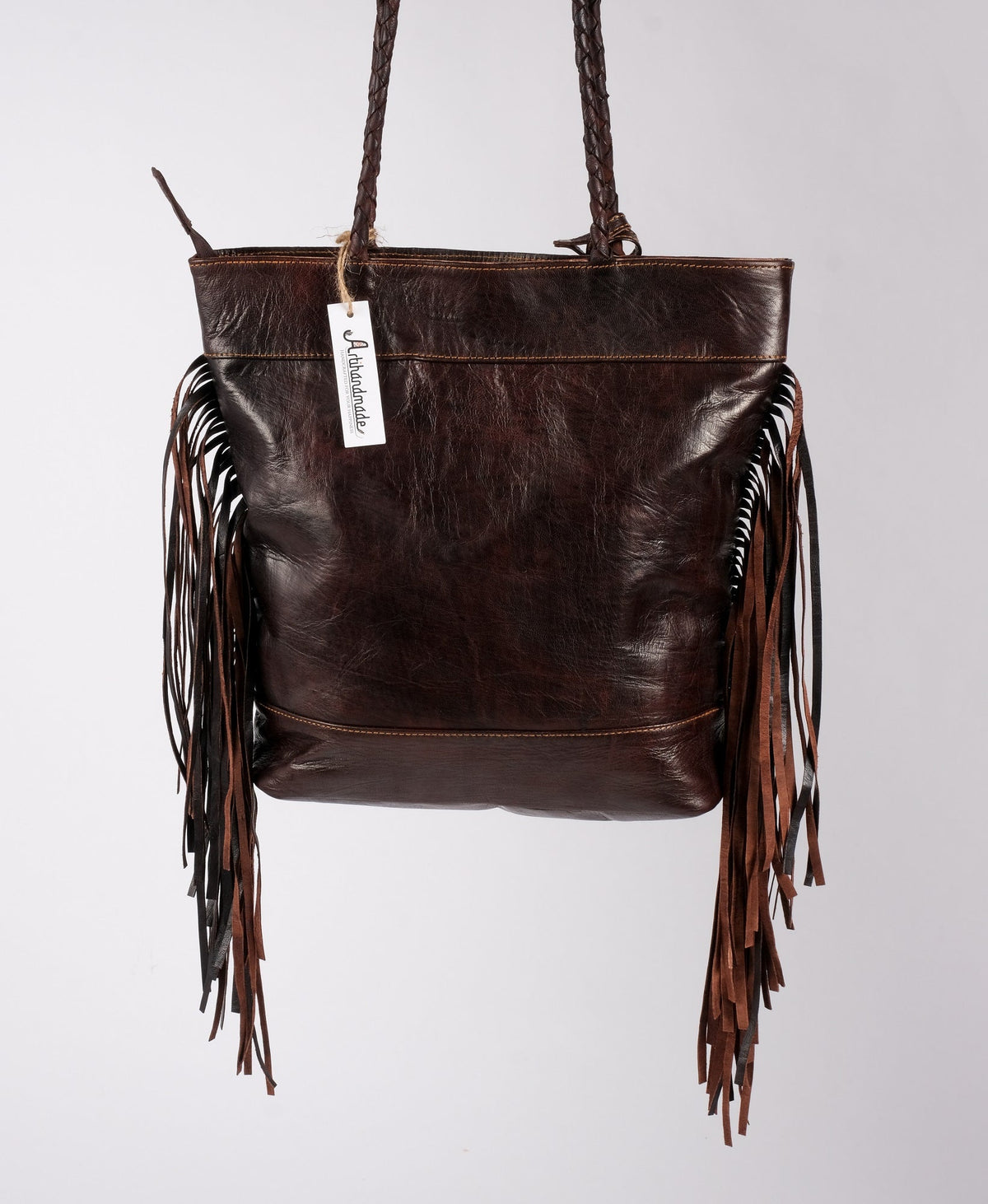 Leather Tote Bag, Leather Fringed Bohemian Shoulder Bag
