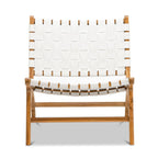 Woven Leather Lounge Chair - White