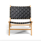 Woven Leather Lounge Chair - Black