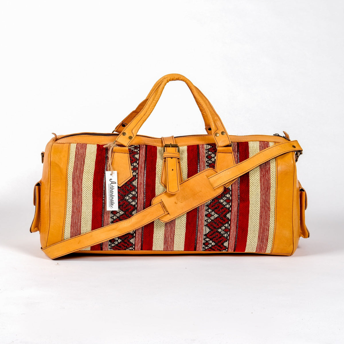 Set of 2 Kilim and Leather Duffel Bags - Large and Medium