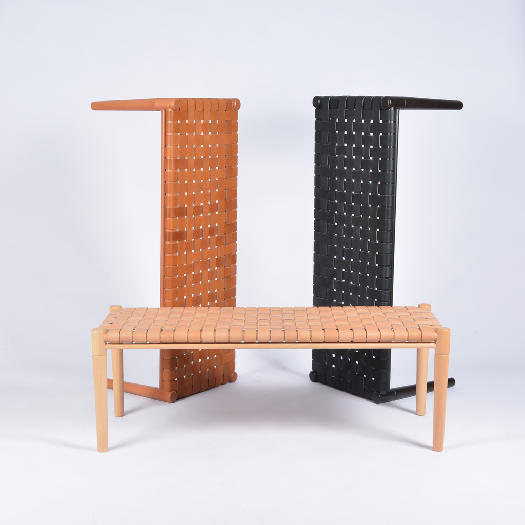Customizable Helga Woven Leather Bench 
