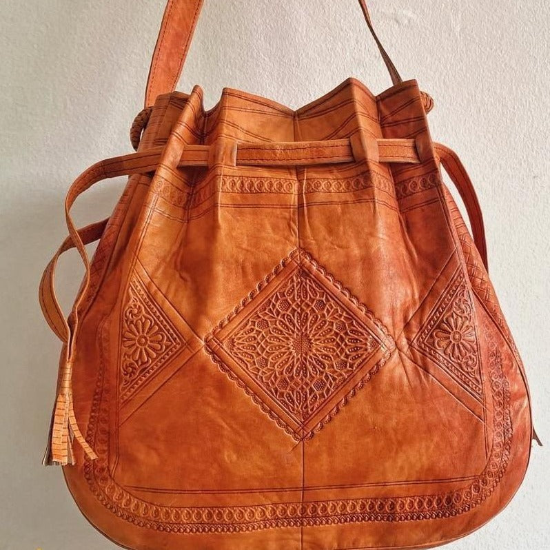 Handmade moroccan Boho Soulder Bag Light Brown - artihandmade