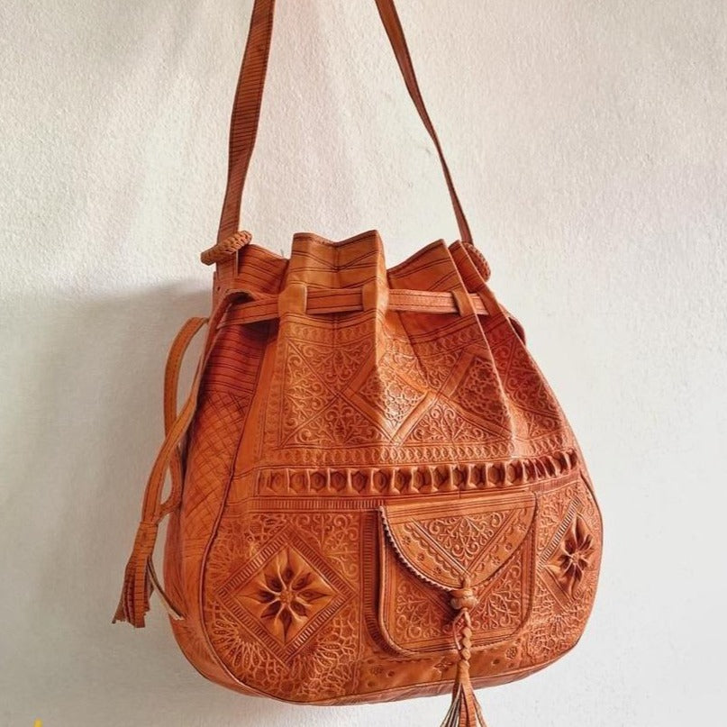 Handmade moroccan Boho Soulder Bag Light Brown - artihandmade