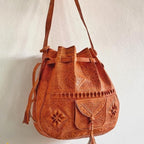 Handmade moroccan Boho Soulder Bag Light Brown - artihandmade