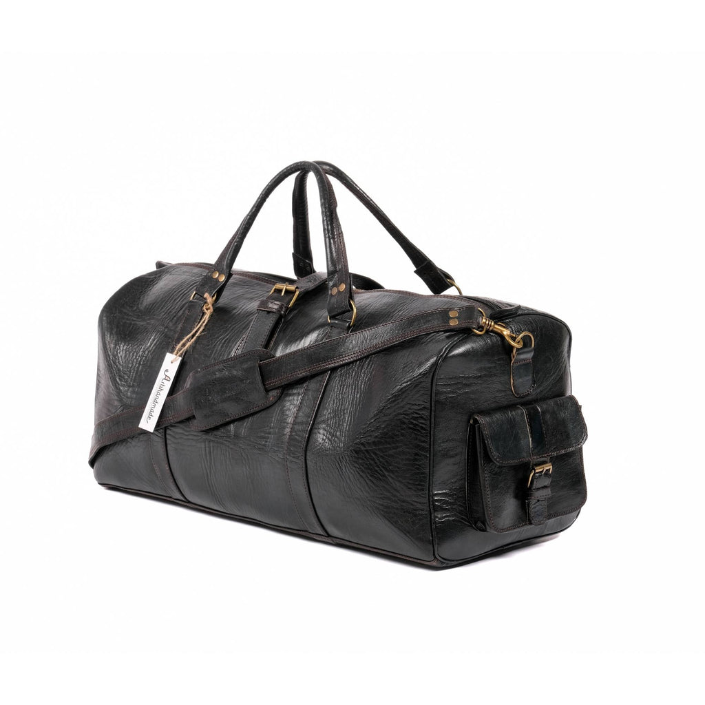 Leather Duffle Bag, Weekender Black Leather Travel Bag