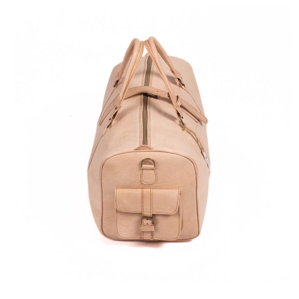 Leather Duffel Bag, Weekender Natural Leather Travel Bag