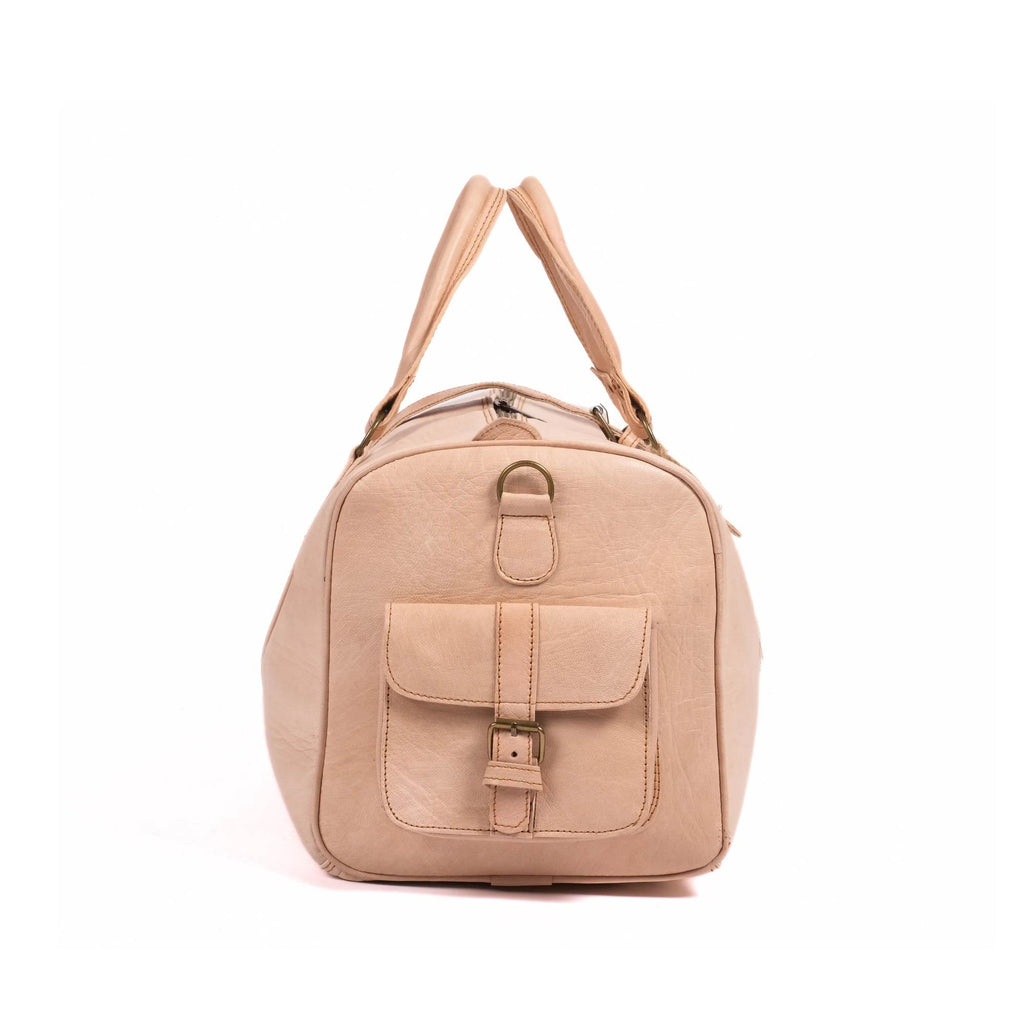 Leather Duffel Bag, Weekender Natural Leather Travel Bag