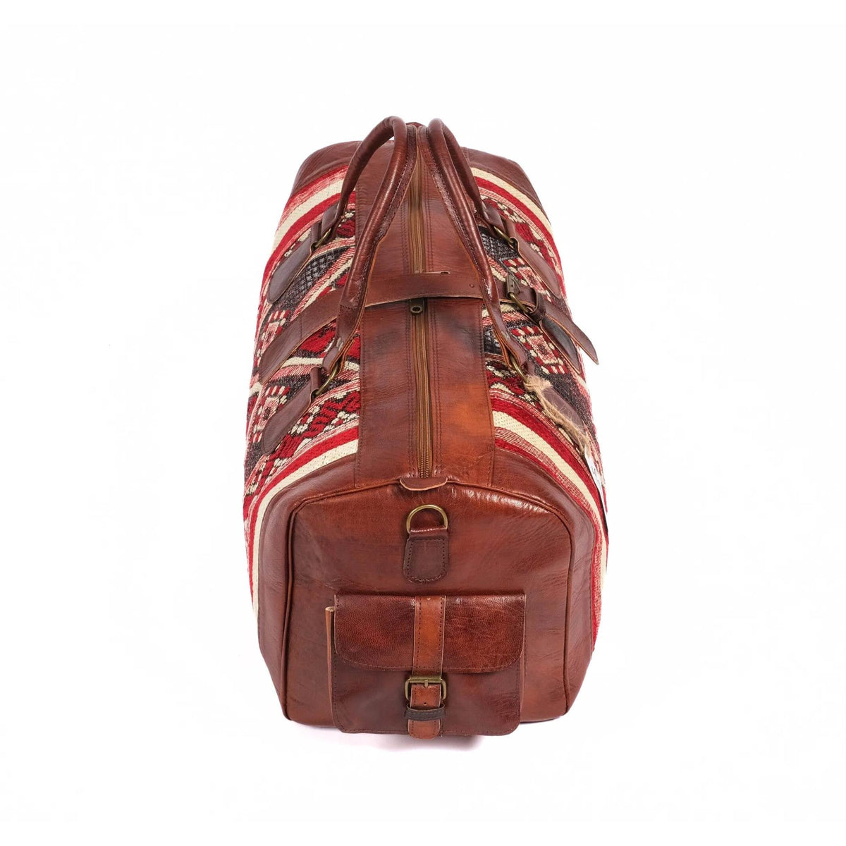 Artisan Leather Kilim Travel Duffel Bag - Brown