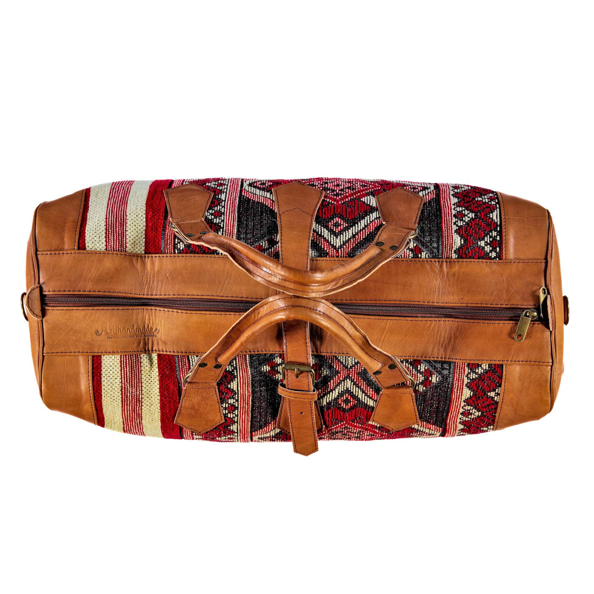 Premium Handcrafted Leather Duffel Bag - Cognac