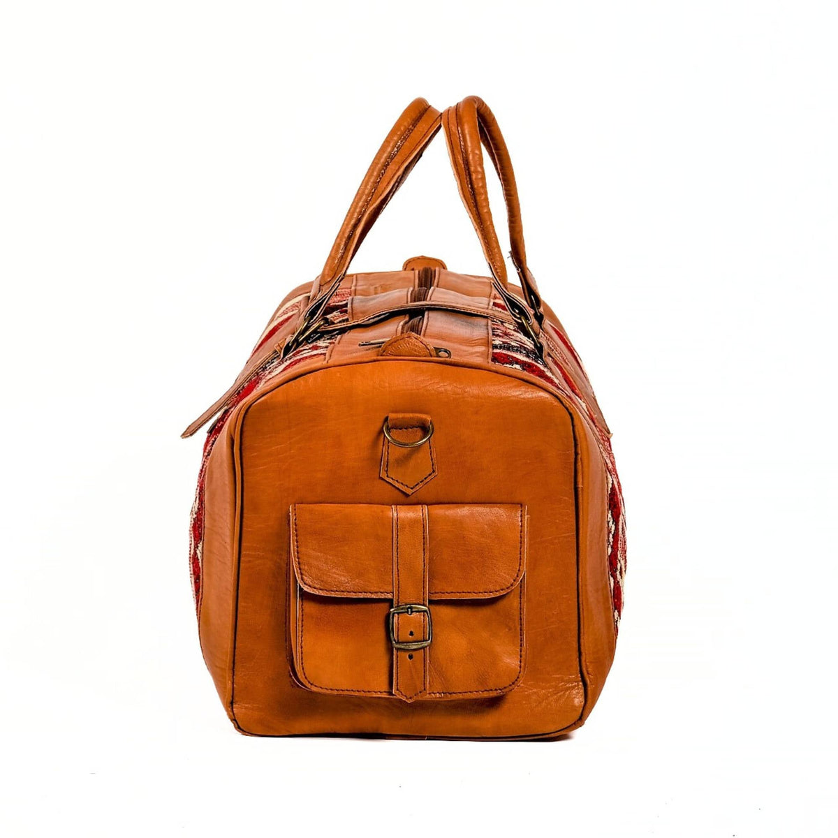 Premium Handcrafted Leather Duffel Bag - Cognac
