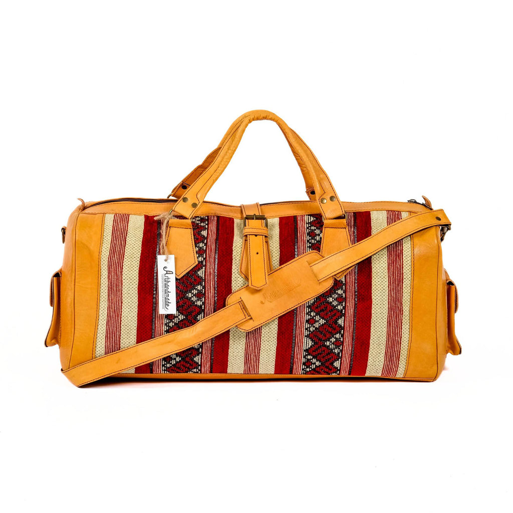 Handmade Leather Kilim Duffel Travel Bag