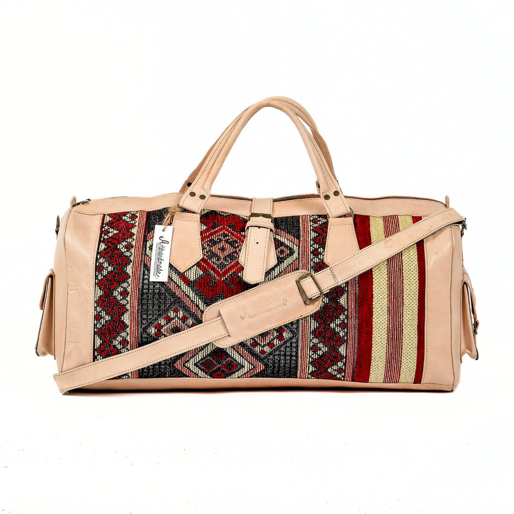 Handmade Leather Kilim Duffel Travel Bag