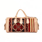 Artisan Leather & Kilim Travel Duffel Bag - Natural