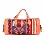 Artisan Leather & Kilim Travel Duffel Bag - Tan Natural