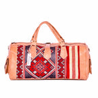 Artisan Leather & Kilim Travel Duffel Bag - Tan Natural