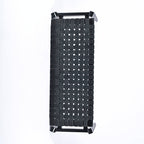 Leif Woven Leather Bench Black Teak Wood With Black Strap Leather