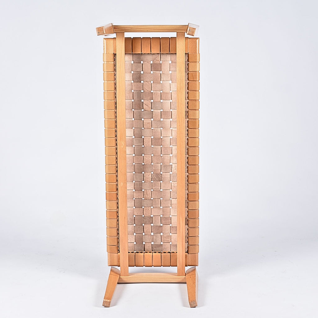 Woven Leather Bench-Beige