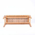 Woven Leather Bench-Beige