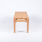 Woven Leather Bench-Beige