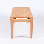 Woven Leather Bench-Beige