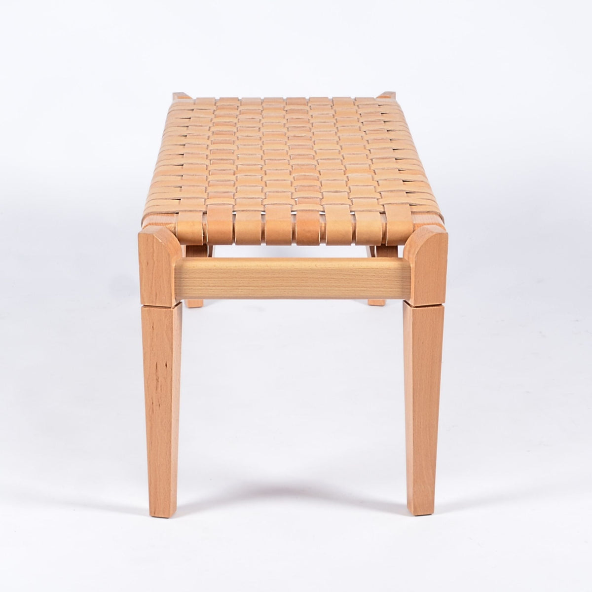 Woven Leather Bench-Beige