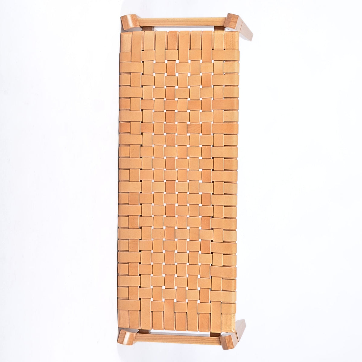 Woven Leather Bench-Beige
