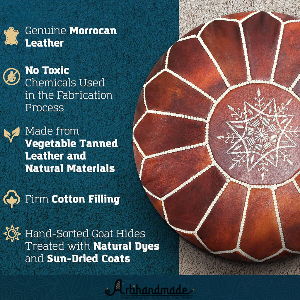 ottoman leather pouf