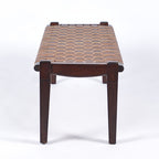 woven strap leather bench Brown Solveig
